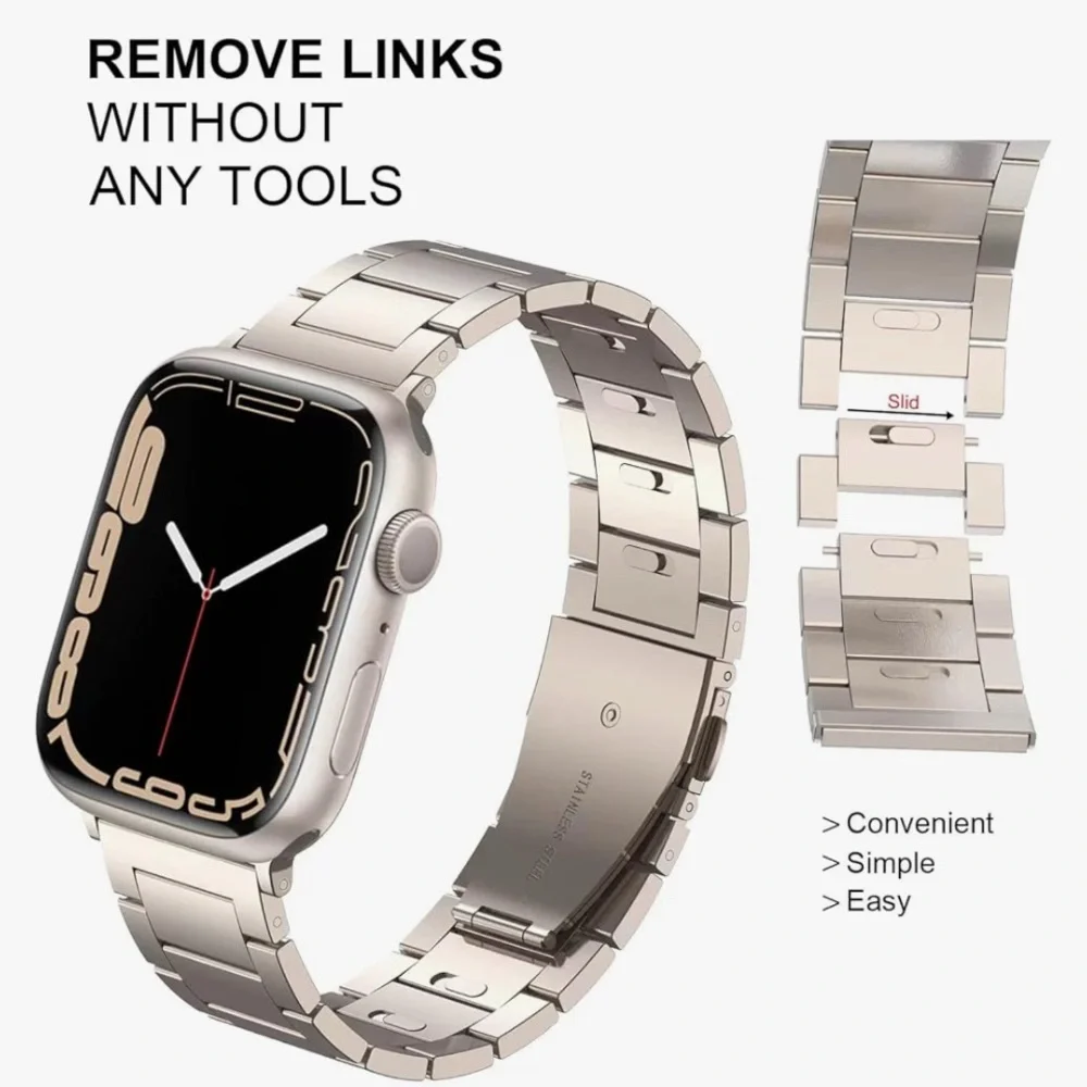 Stainless Steel Silver Watch Band Compatible with iwatch 44/45/49mm